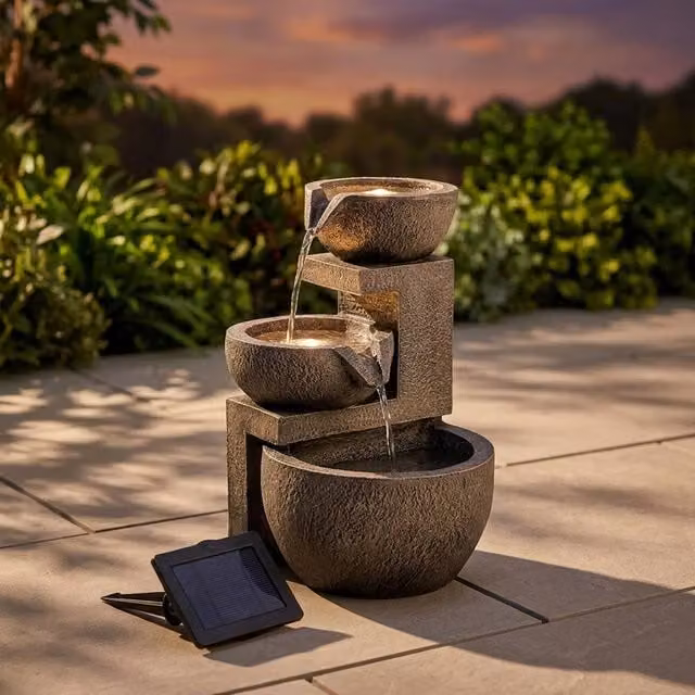 Garden Greatness Genoa Cascade Solar Tabletop Garden Water Feature, Multicolour
