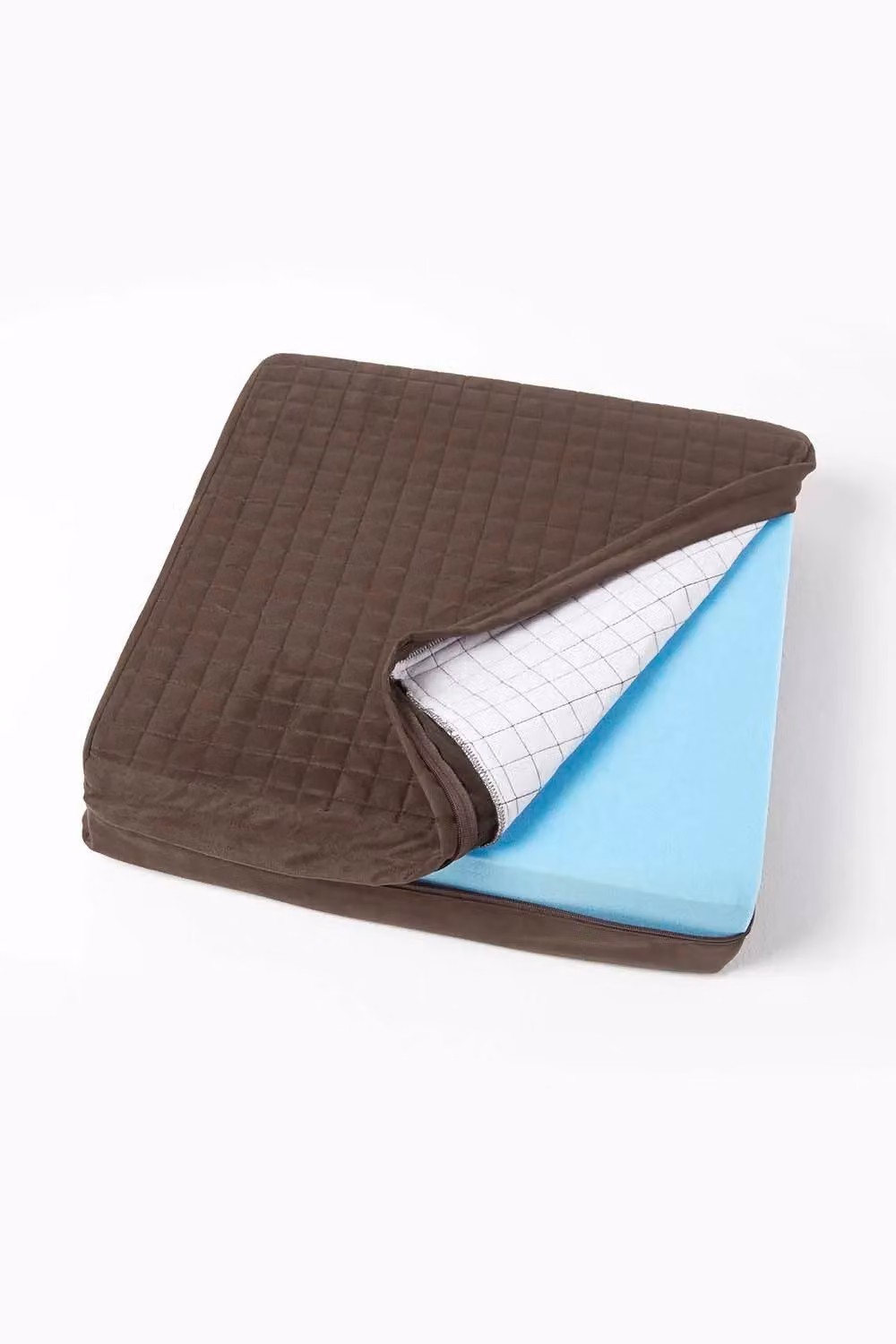 Homescapes Brown Quilted Orthopaedic Foam Armchair Booster Cushion with Removable Faux Suede Cover, W/D/H: 50 x 50 x 10 cm – 2
