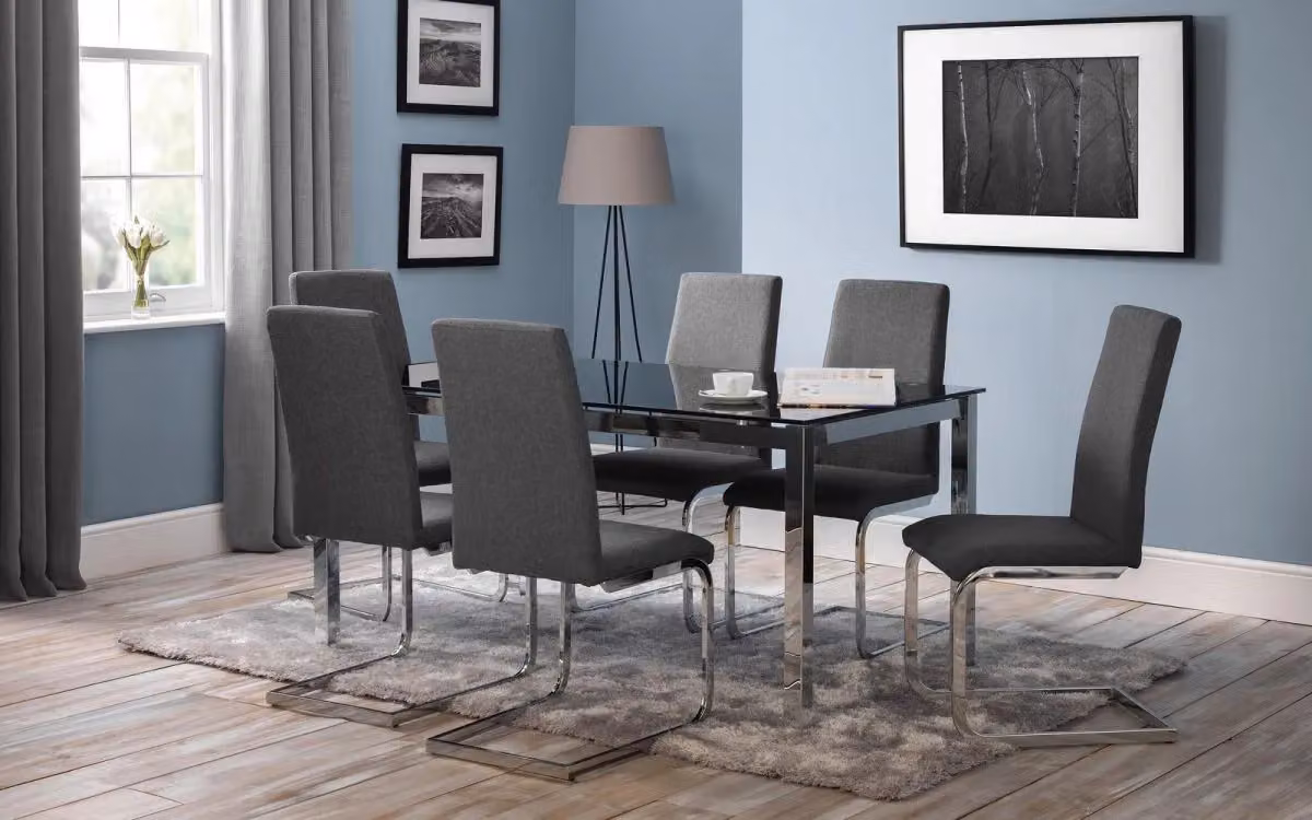 netfurniture Rilt Stylish Chrome Fabric Cantilever Chair in Black and Grey – 2