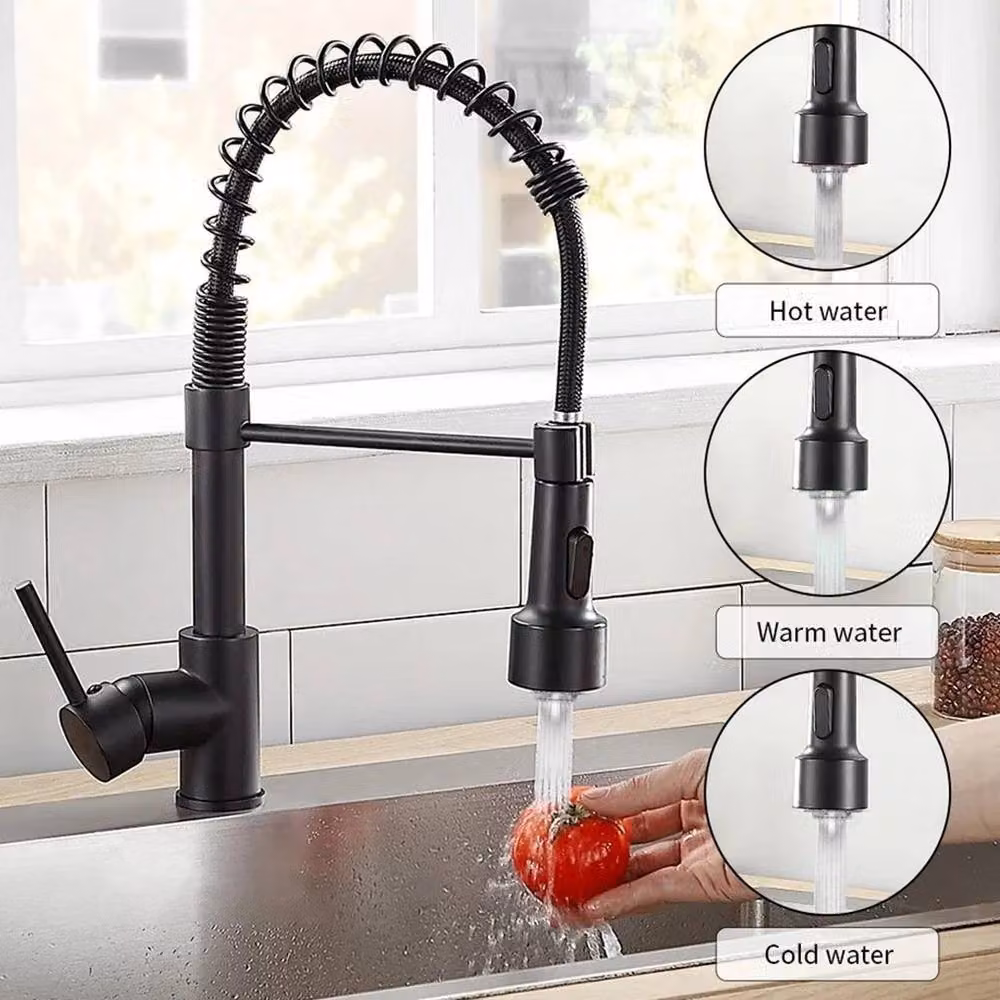 Kelvenix Matt Black Single Lever Stainless Steel Monobloc Kitchen Sink Mixer Tap – 2