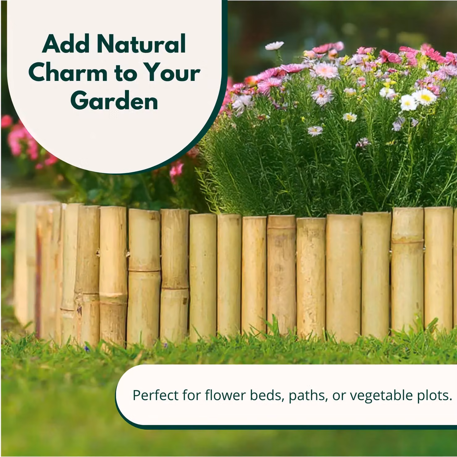 Marco Paul Heavy Duty Bamboo Lawn Edging Border in Beige – 5