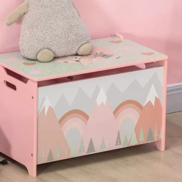 EONLION Toy Chest with Lid in Pink, W/D/H: 50 x 50 x 50 cm – 1