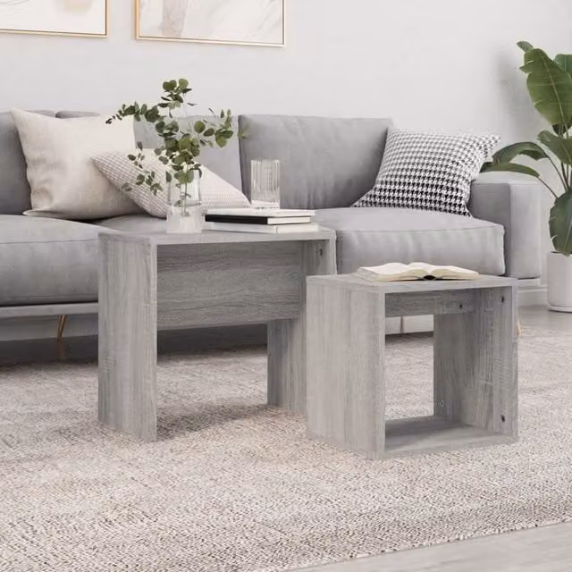 Berkfield Home Nesting Coffee Tables, 2 Piece Set in Grey Sonoma Engineered Wood