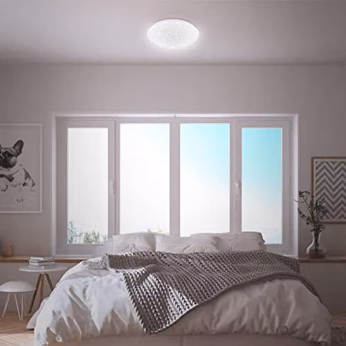 Briloner Classic LED Ceiling Light with Star Effect, White, W/D/H: 28 x 28 x 9.5 cm – 3