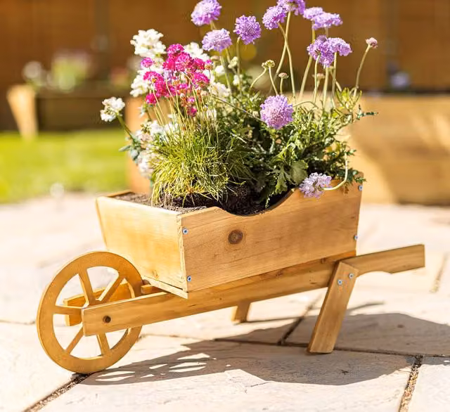 Marco Paul Wooden Wheelbarrow Planter Tub in Beige – 1
