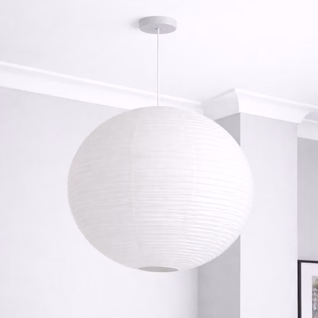 CGC Sybil White Linen Large Round Globe Easy Fit Hand Made Lampshade - White, Diameter: 48 cm