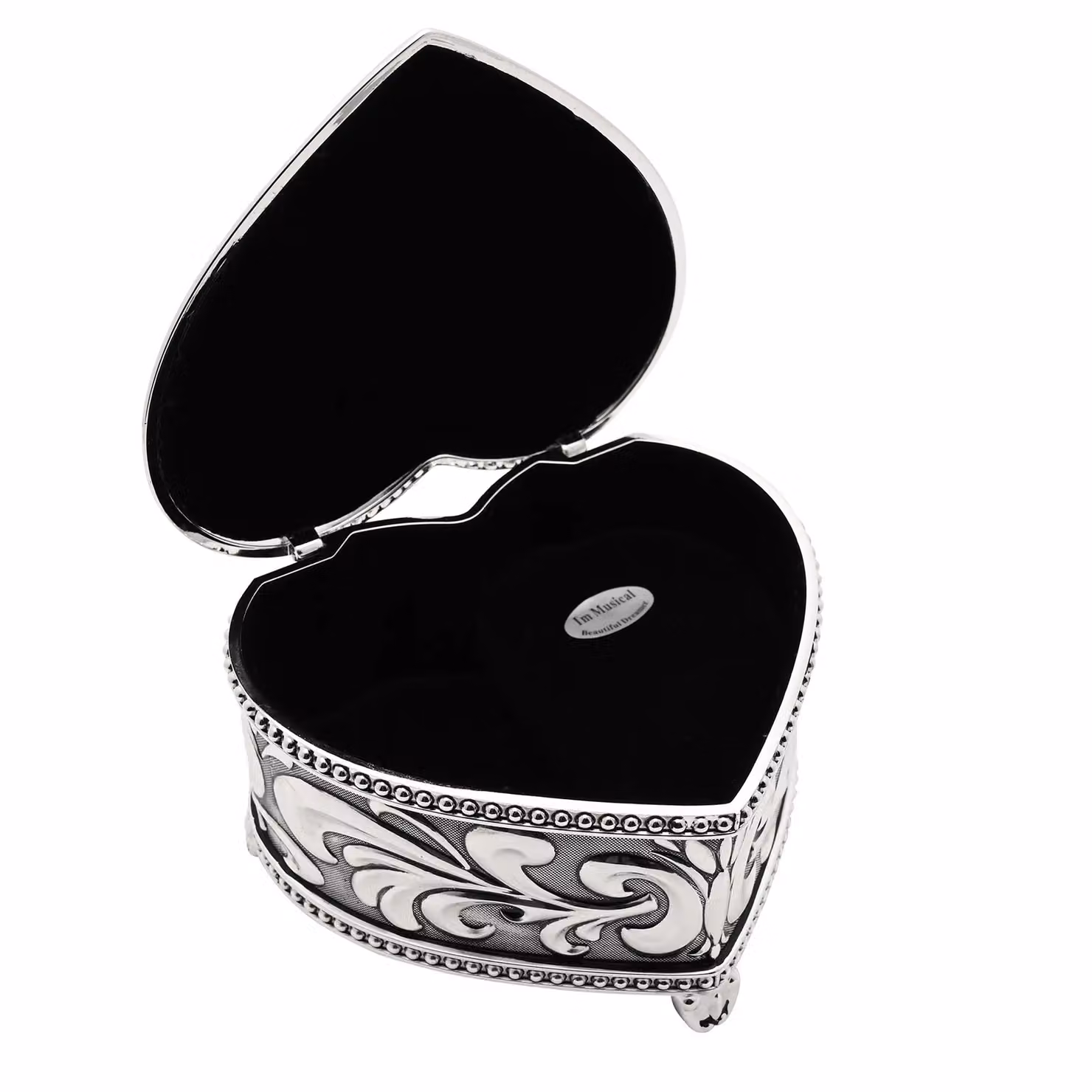 Sophia Classic Collection Classic Heart Musical Jewellery Box in Silver with Beautiful Dreamer Tune – 2