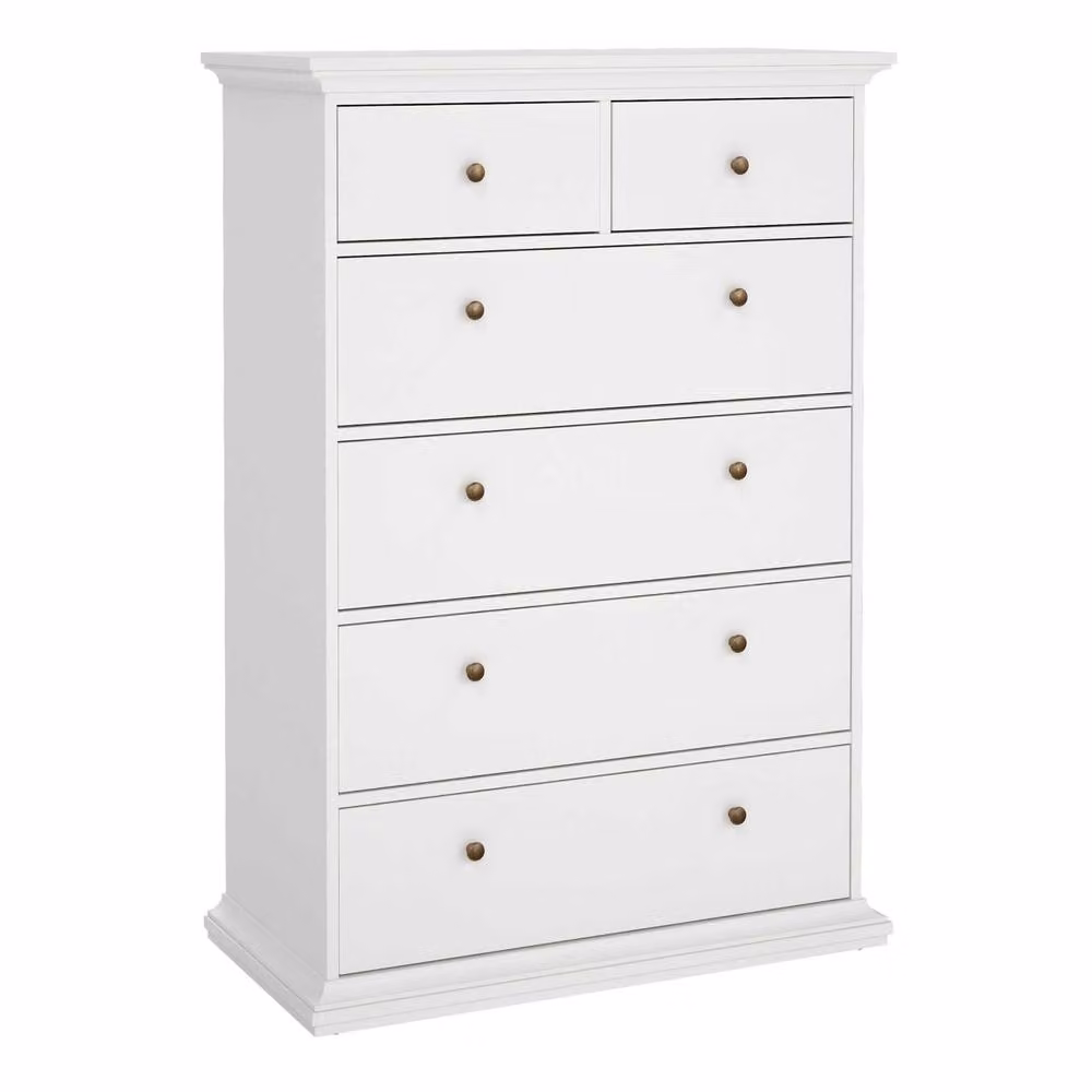 Wyld Haus Osaka Tall Farmhouse White Wooden Chest of 6 Drawers W/D/H: 48.5 x 68.8 x 139.48 cm – 4