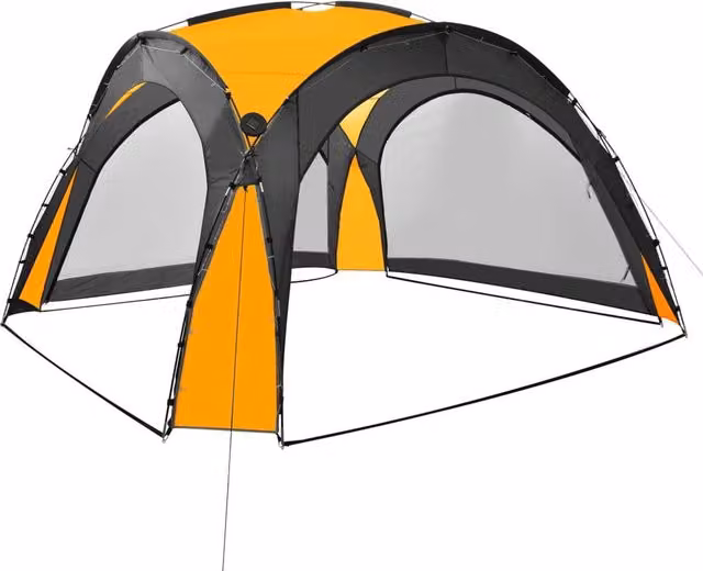 Berkfield Home Party Tent with LED and 4 Sidewalls, Yellow, W/D/H: 3.6 x 3.6 x 2.3 m