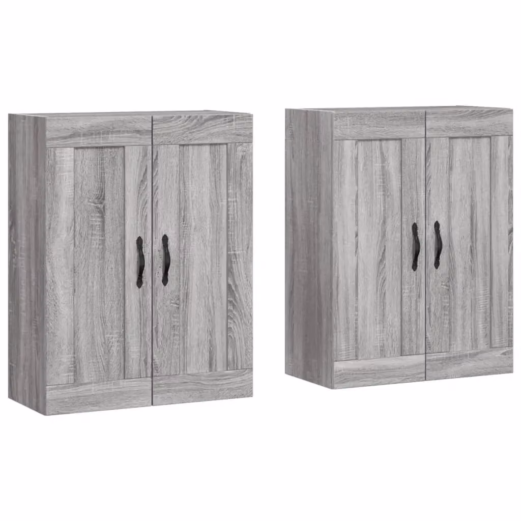 Berkfield Home Set of 2 Wall Mounted Cabinets in Grey Sonoma Oak Matt Finish – 2