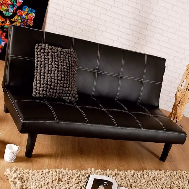 Comfy Living Modern Single Faux Leather Sofa Bed in Black