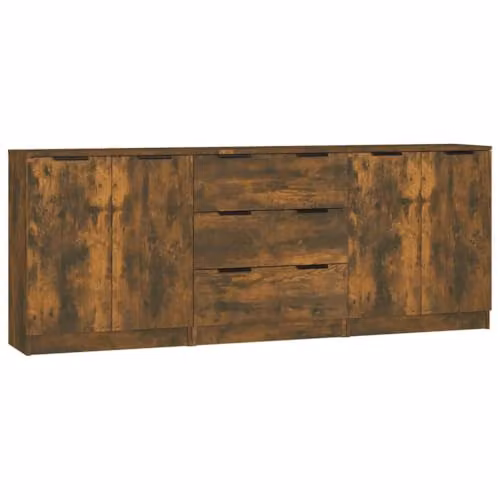 vidaXL 3 Piece Sideboard Set in Smoked Oak Brown Engineered Wood – 1
