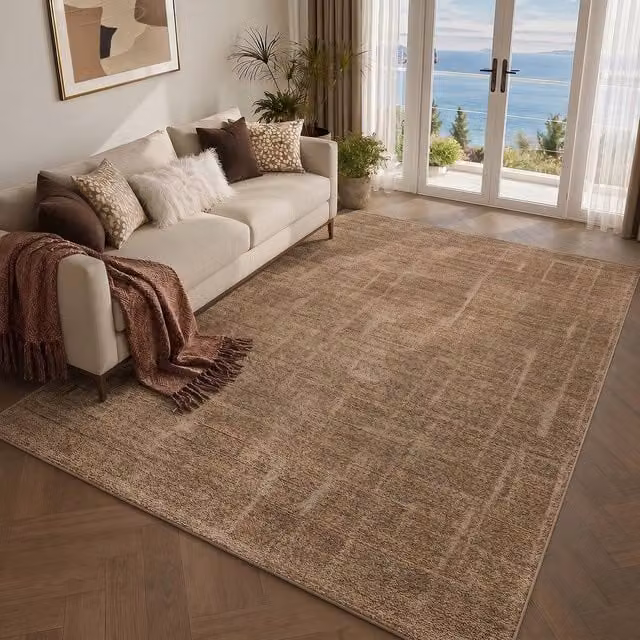 Livabliss Alba Modern Geometric Living and Dining Rug in Green and Brown, W: 160 cm, L: 215 cm – 1