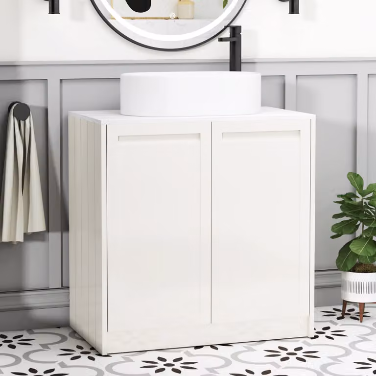 Royal Bathrooms Elmore Classic White Floor Standing 2 Door Vanity Unit with Peak Basin