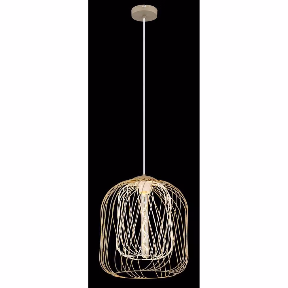 Netlighting Dichti Round Wire Frame Pendant Ceiling Light in Beige, Diameter: 35 cm – 2