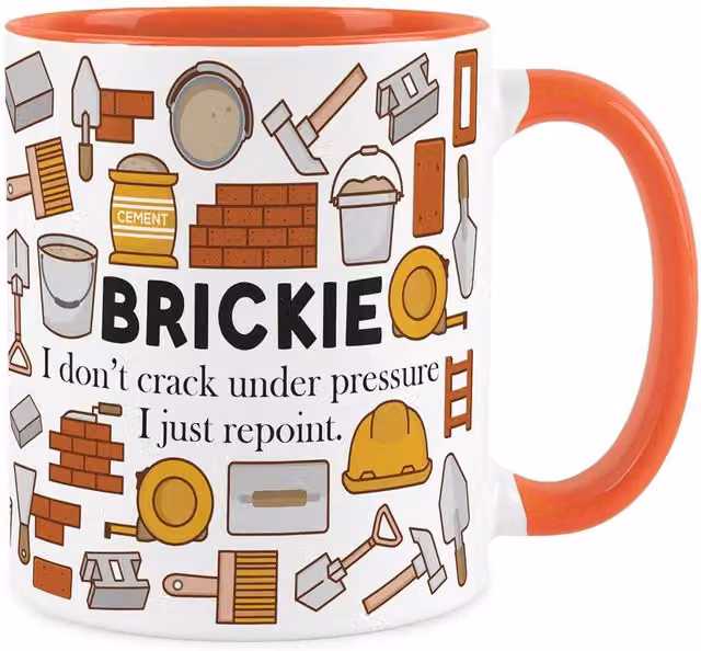 Purely Home Novelty Brickie Ceramic Mug in Orange
