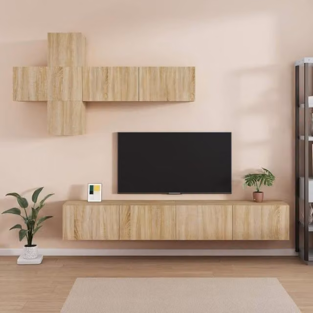Berkfield Home 7 Piece Sonoma Oak TV Cabinet Set in Brown – 1