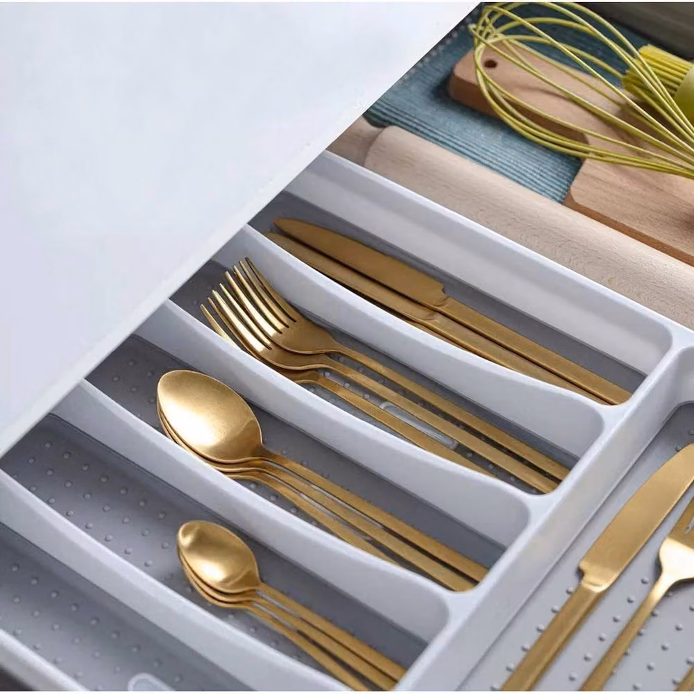 Kelvenix Grey Plastic 6 Compartment Kitchen Cutlery Tray – 3