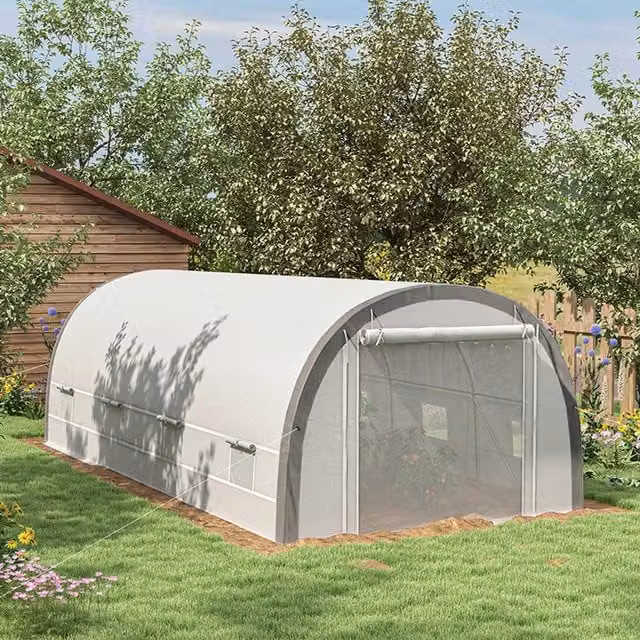 OUTSUNNY White Polytunnel Greenhouse with Galvanised Steel Frame, W/D/H: 6 x 3 x 2 m – 1