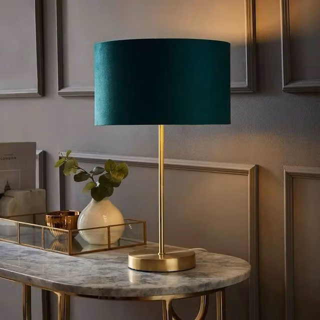 FORGEVIO Classic Metal Table Lamp in Green and Gold with Bulb Included