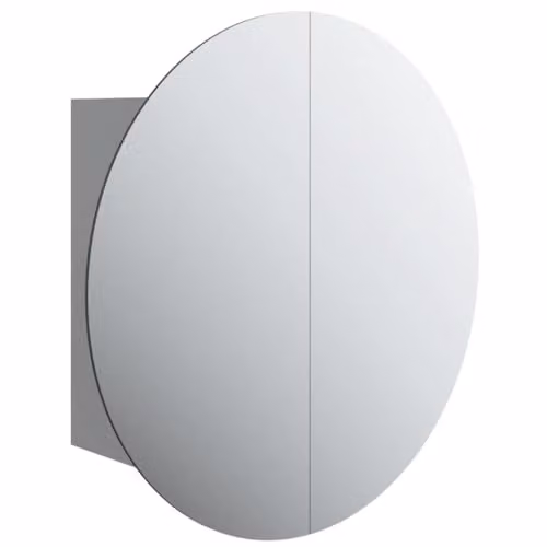 vidaXL Grey Modern Bathroom Cabinet with Round LED Mirror and Internal Shelves, W/D/H: 40 x 40 x 17.5 cm
