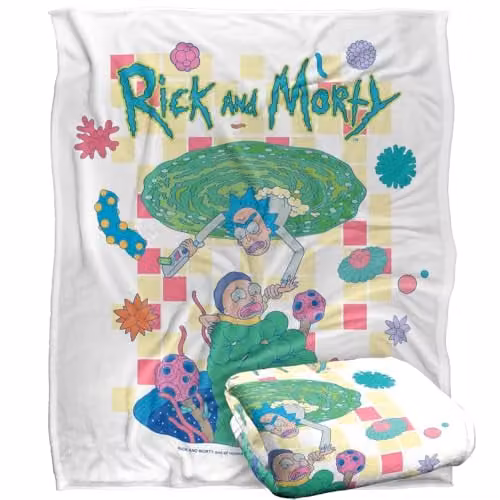 LOGOVISION Rick and Morty Falling Portals Super Soft Silky Touch Fleece Throw Blanket, Multicolour, W: 152 cm, D: 127 cm