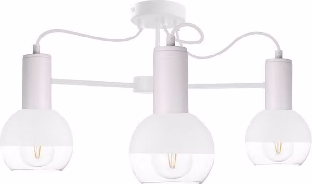 Netlighting Arne Multi Arm Semi Flush Ceiling Light in White, 60cm, 3x E27