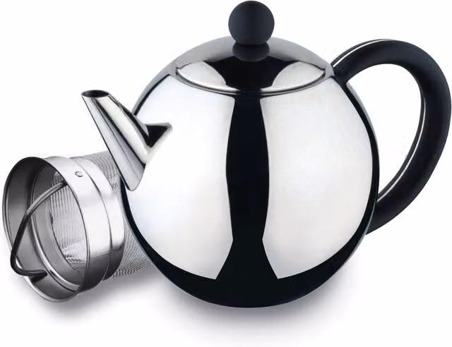 Café Olé Rondo Stainless Steel Teapot with Infuser, Silver, 1000ml