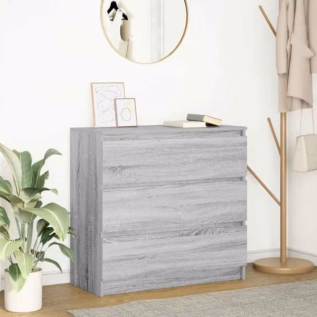Berkfield Home Grey Sonoma Sideboard in Engineered Wood, W/D/H: 80 x 35 x 76 cm – 1