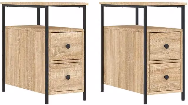 Berkfield Home Set of 2 Sonoma Oak Bedside Cabinets in Light Brown, W/D/H: 60 x 60 x 30 cm – 1