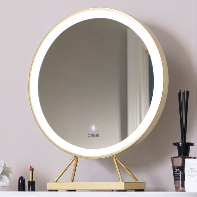 CARME Belle Medium Frame Touch Sensor LED Makeup Mirror with Lights in Gold