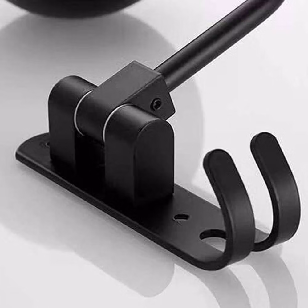 FLAVORA Wall-Mounted 2x Motorcycle Helmet Holder Rack in Black Stainless Steel – 3