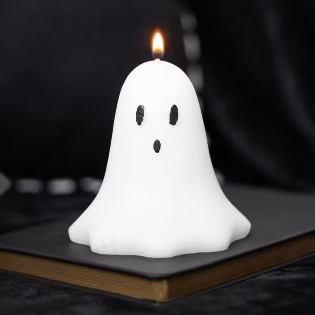 Uniqueful White Unscented Ghost Figure Halloween Tabletop Candle, 10 cm – 1