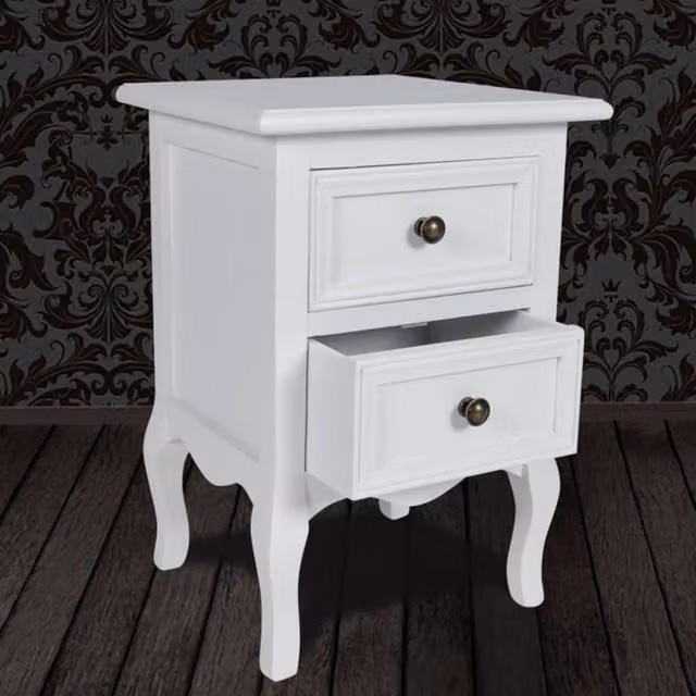 Berkfield Home Nightstand with 2 Drawers in White MDF, W/D/H: 30 x 30 x 49 cm – 1