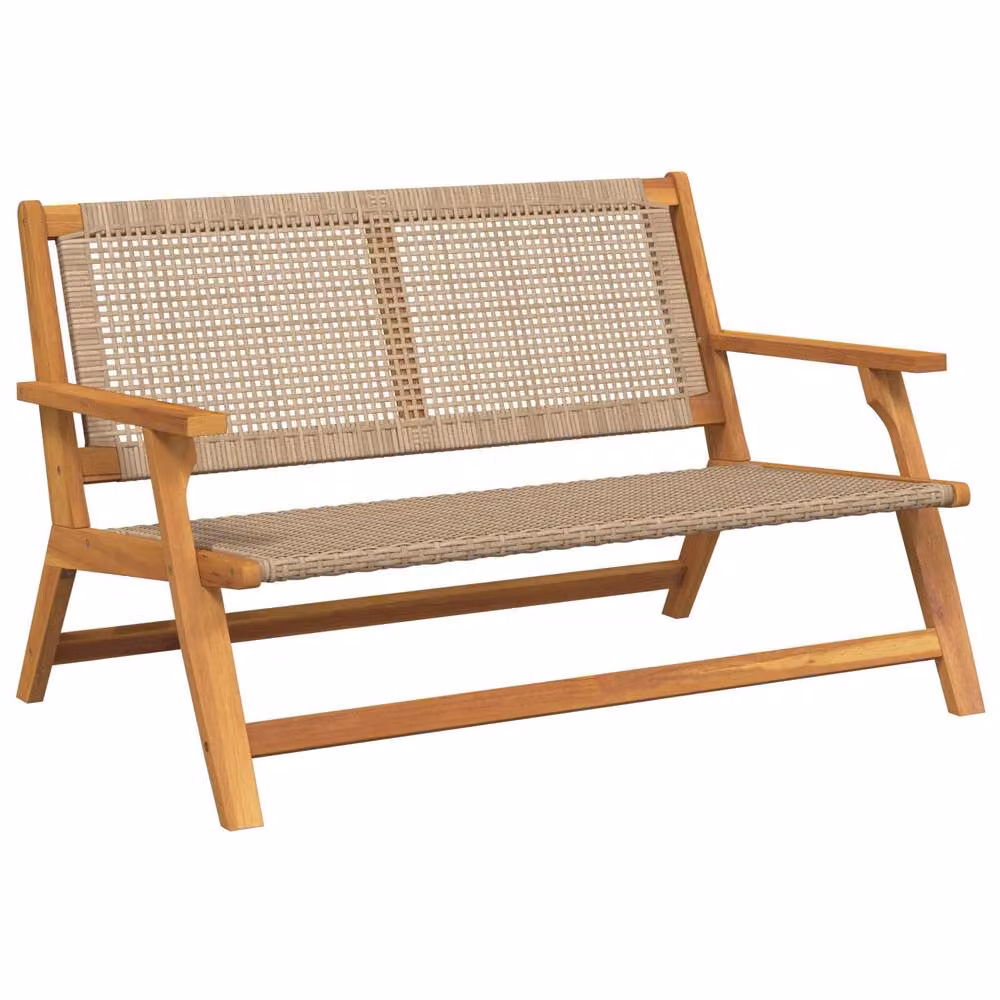 Berkfield Home Rustic Acacia Wood Garden Bench in Beige, W: 122 cm, D: 76 cm, H: 73.5 cm – 2