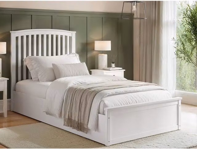 Wharfedale White Solid Wood Ottoman Bed with Lift Up Base, Single, W/D/H: 90 x 190 cm