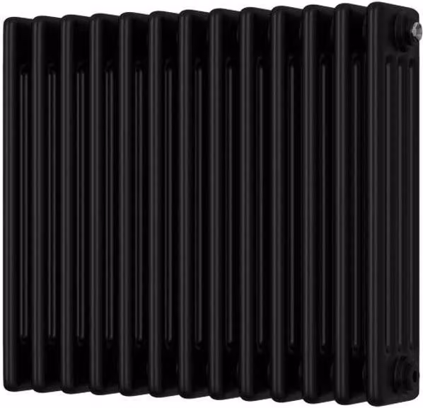 UK Radiators Alpha 4 Column Traditional Cast-Iron Style Radiator in Black, W: 59.2 cm, H: 50.0 cm