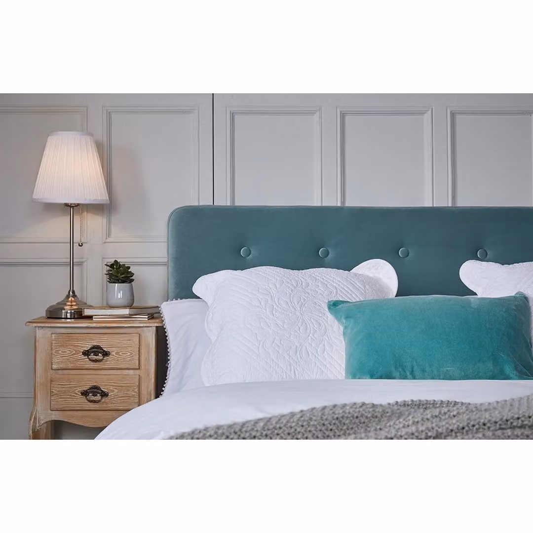 Lemon Pavilion Furniture Pierre King Size Velvet Bed Frame, Blue, L217 x W160.5 x H104 cm – 3
