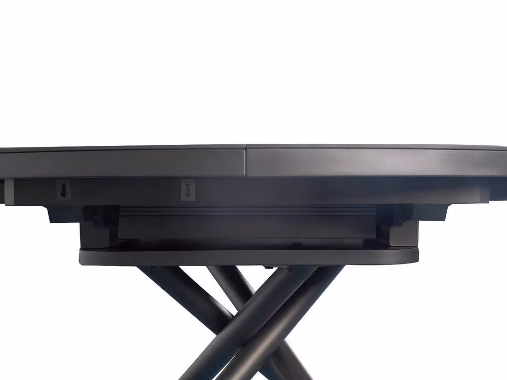 Vente-unique Modern Round Extendable Dining Table with Ceramic Top and X-Frame Metal Base in Grey or Brown – 3