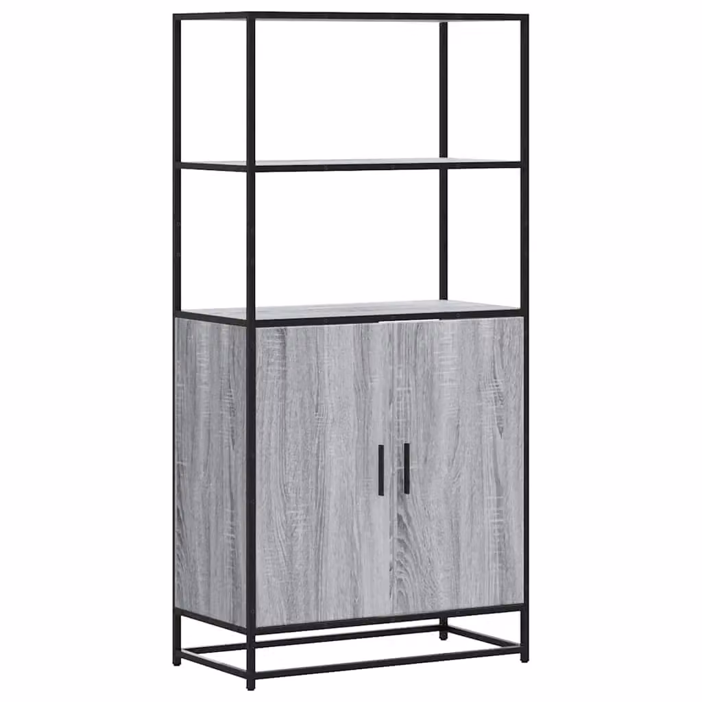 Berkfield Home Grey Sonoma Highboard in Engineered Wood and Metal, W/D/H: 68 x 35 x 139 cm – 2