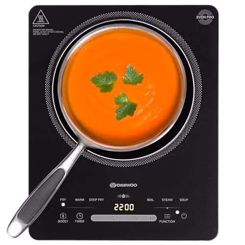 Daewoo 2200W Single Induction Hob in Black with Digital Display, Timer and Auto Shut-off – 1