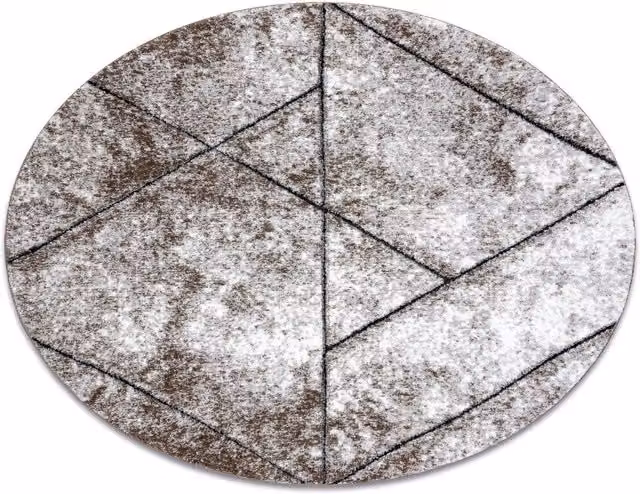 RugsX Brown Geometric Round Rug with High-Low Effect, Diameter: 160 cm – 1