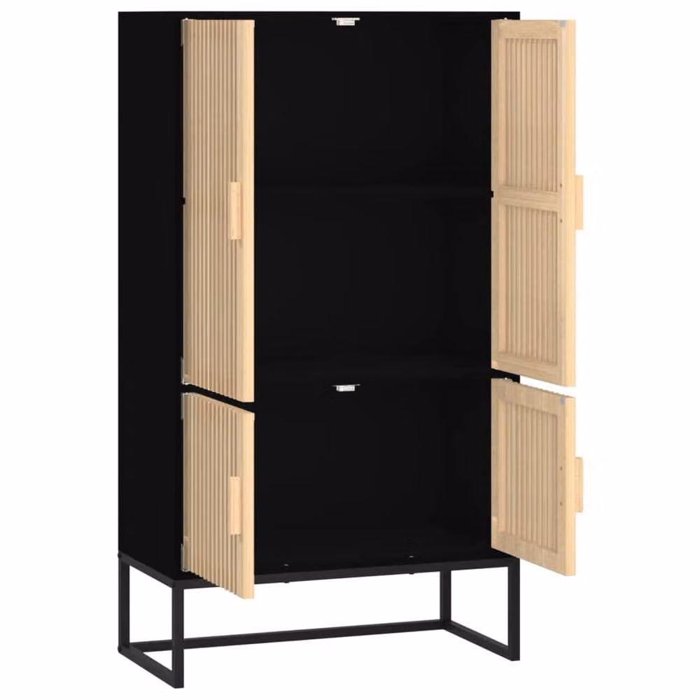 Berkfield Home Black Scandinavian Highboard with Hinged Doors and Internal Shelves, W/D/H: 70 x 35 x 125 cm – 3