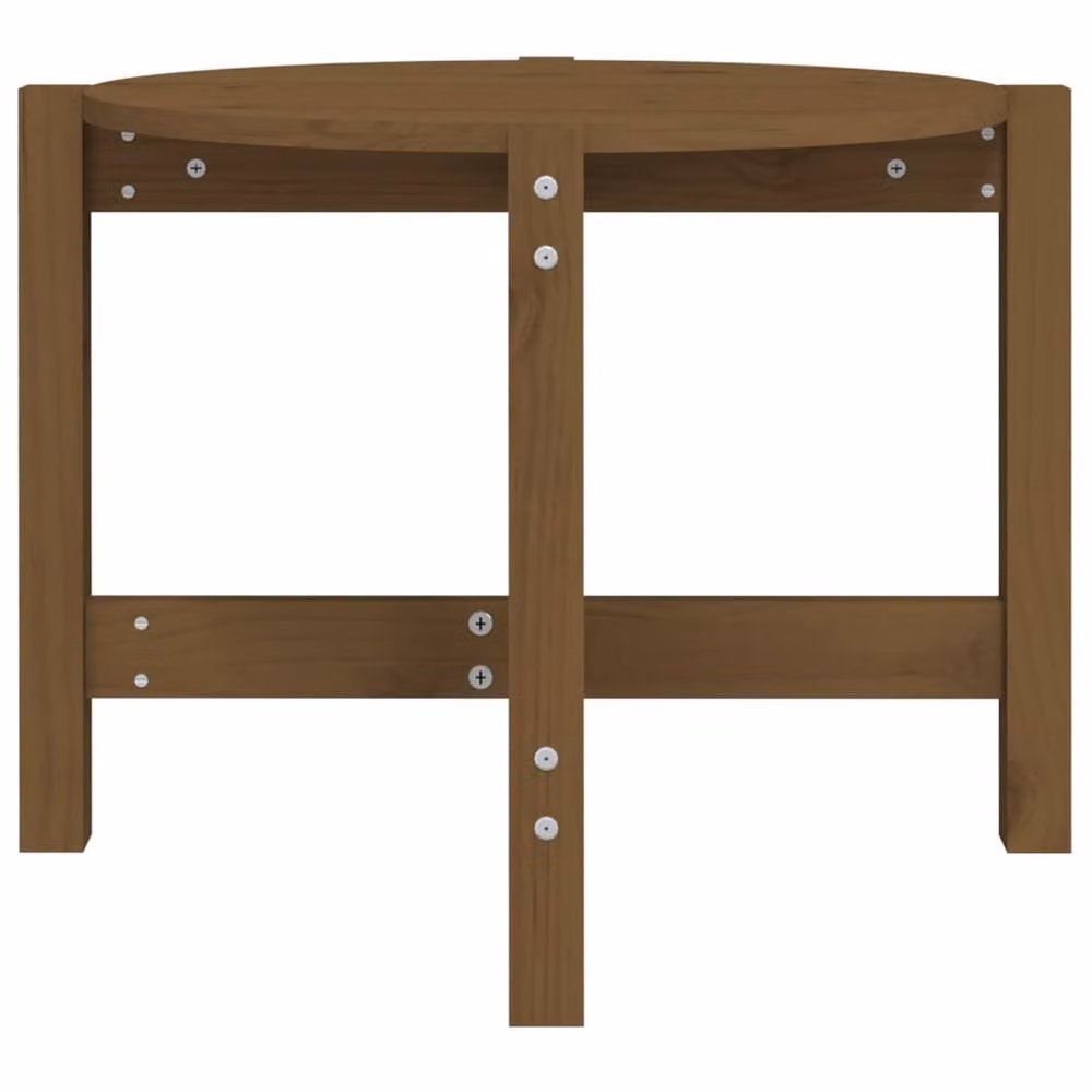 Berkfield Home Round Solid Wood Pine Coffee Table, Honey Brown, W: 62.5 cm, H: 45 cm – 4