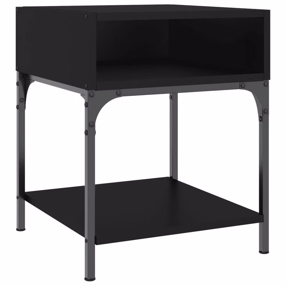 Berkfield Home Set of 2 Black Industrial Bedside Tables in Engineered Wood, W/D/H: 40 x 41 x 50 cm – 3