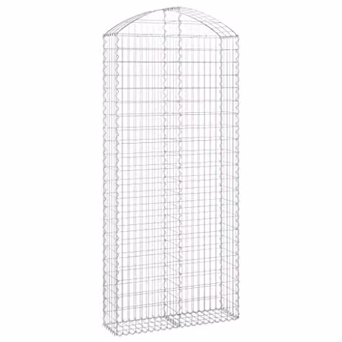vidaXL Arched Gabion Basket in Silver Galvanised Steel, W/D/H: 100 x 30 x 220 cm