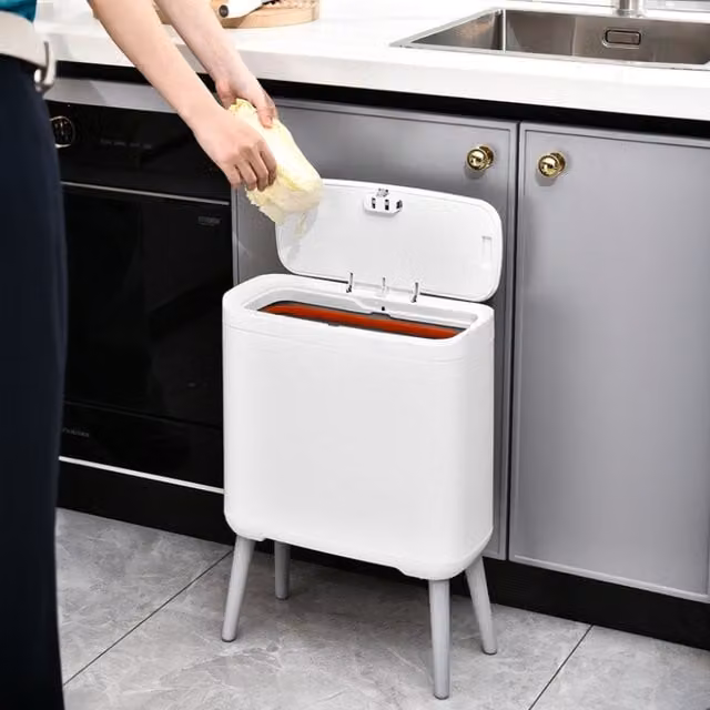 Lifeideas Tall Touch-Top Bin in White with Soft-Close Lid, Odour Filter and Removable Inner Bucket