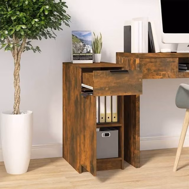 Berkfield Home Decorative Desk Cabinet in Smoked Oak Brown, W/D/H: 33.5 x 50 x 75 cm – 1