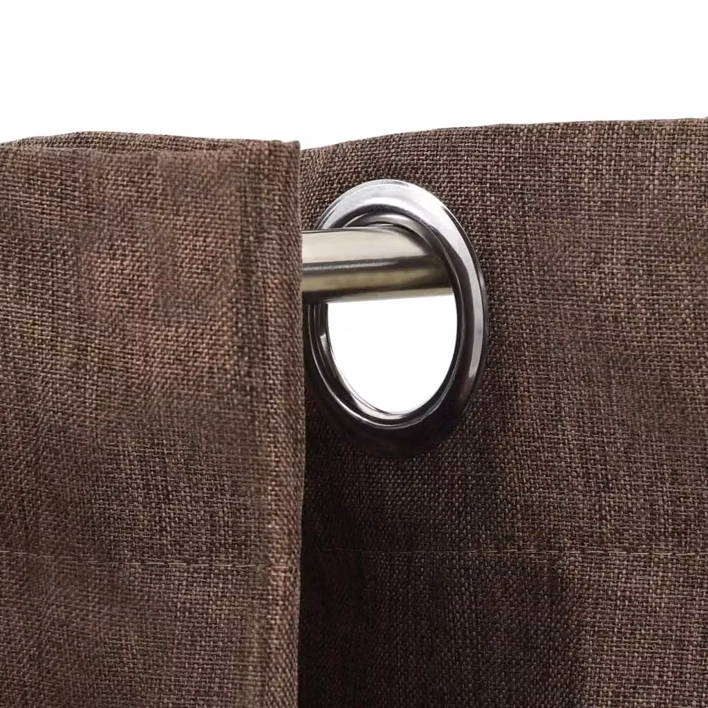 Berkfield Home Linen-Look Blackout Curtain with Eyelets, Taupe, W: 290 cm, H: 245 cm – 3
