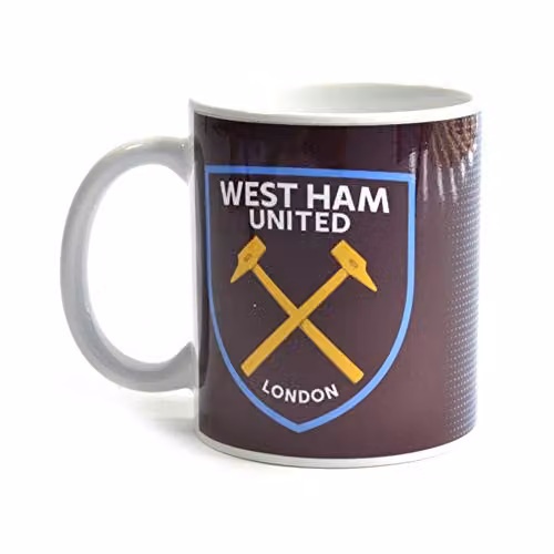West Ham United FC Geometric Halftone Mug in Red, Blue and Multicolour, 0.3 kg – 1